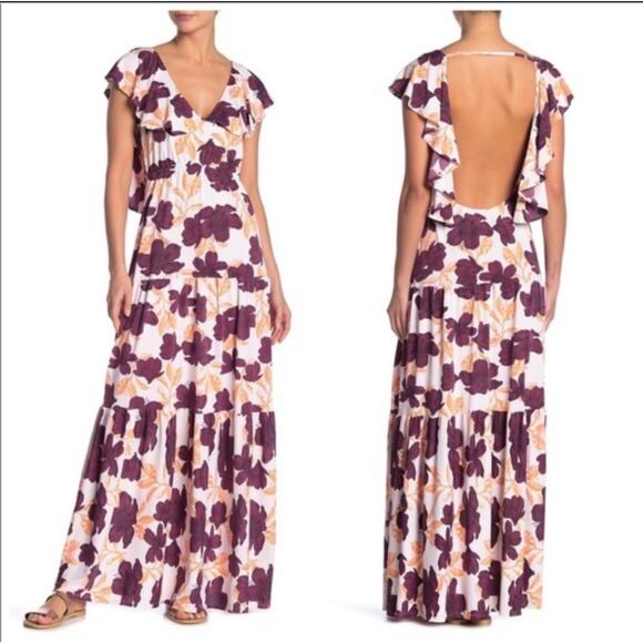 NEW Maaji Open Back Ruffle floral maxi dress NWT - Picture 1 of 9